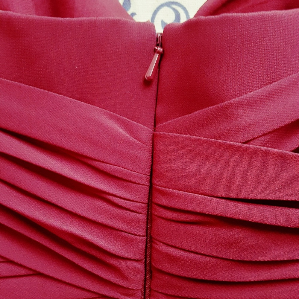 Long Strapless Chiffon Dress and Pleated Bodice - Picture 7 of 8